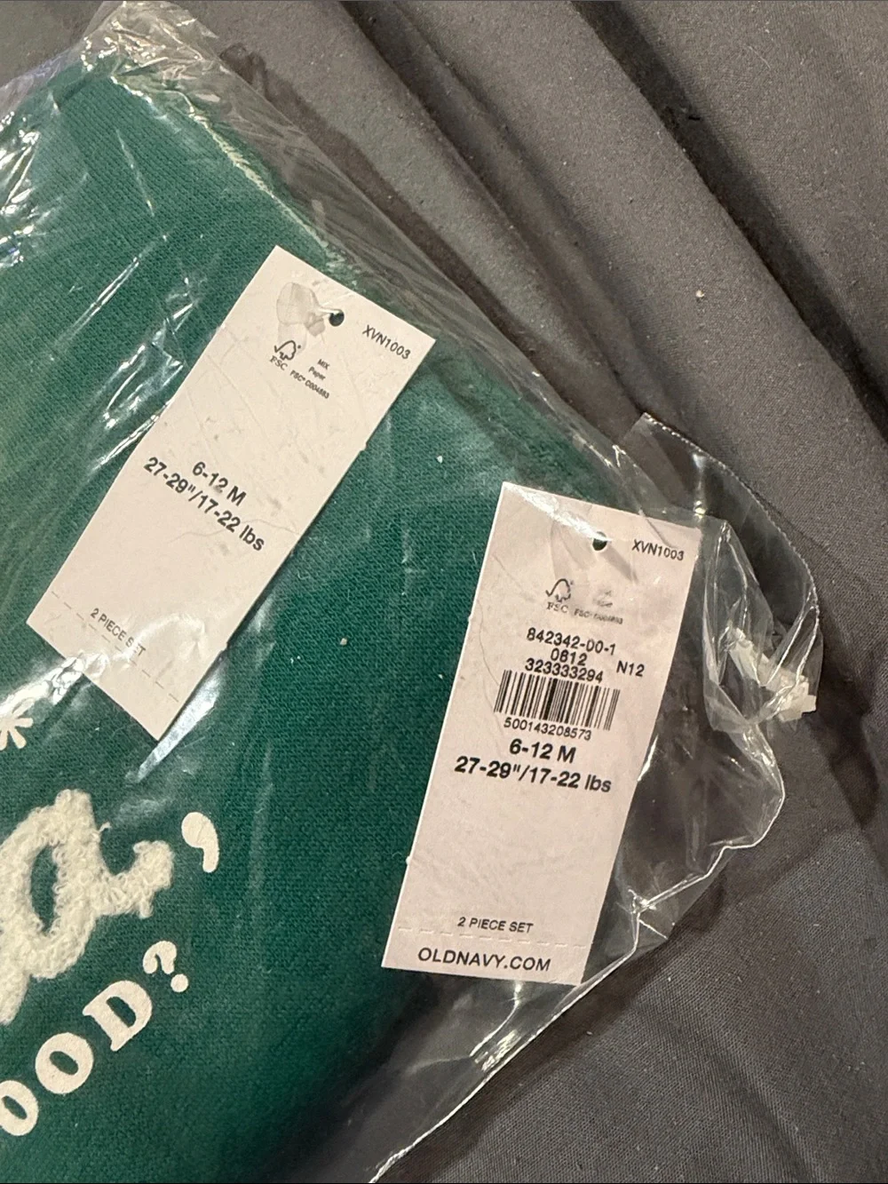 Old Navy Green Holiday Pajama Set with Santa Graphic